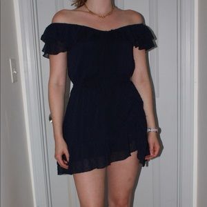 Navy blue off-the-shoulder dress